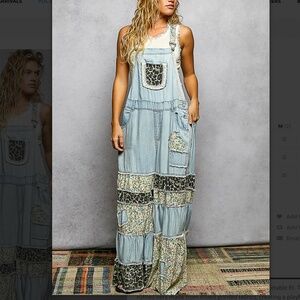 🎉 POL “ NEVAEH “ POL WIDE LEG OVERALL WITH RUFFLE DETAIL 91